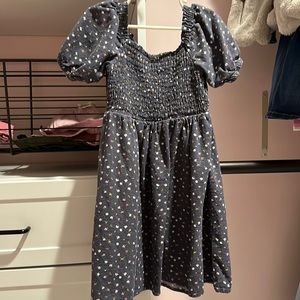 Girls navy dress with flowers and smocked top